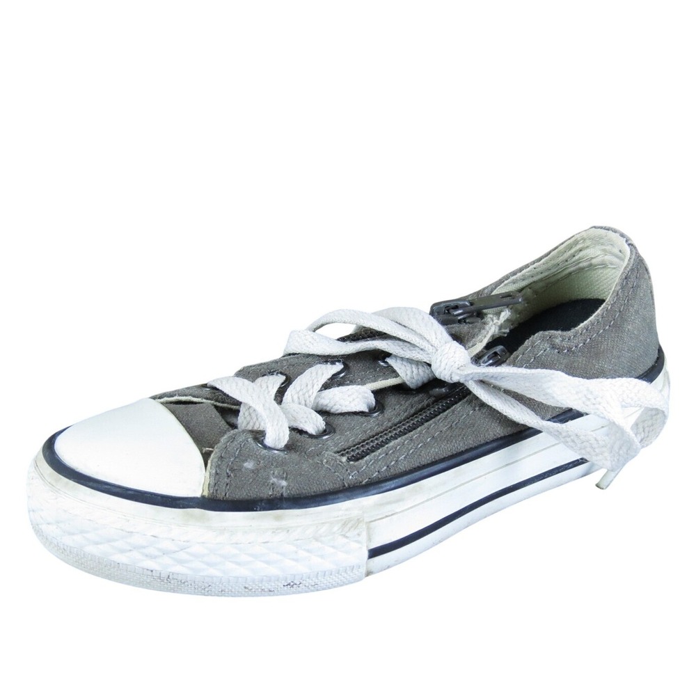 Converse Boys Sneaker Low Top Sz‎ T 11 Medium Gray Fabric Zip